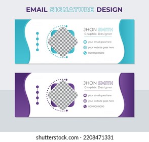 Modern Template Design Layoutprofessional Email Signature Design,  Corporate Email Signature, Modern Social Media Cover,  Outlook, Email Signature Design Ideas, Vector Template.