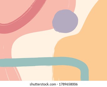 Modern template with different shapes. Sketch, paint, watercolor. Vector illustration.