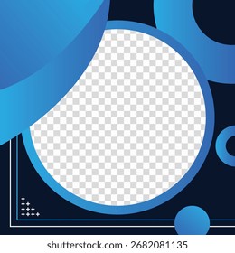A modern template featuring a bold, dark dynamic blue border with an empty circular space in the center, perfect for a profile picture