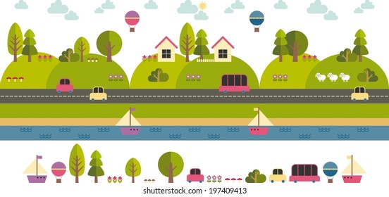 modern  template with flat eco landscape illustration