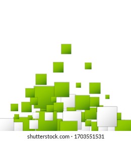 modern template  green and gray geometric square pattern overlay on white background with space for your text. Vector illustration