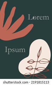 Una plantilla moderna con formas orgánicas dibujadas a mano para medios sociales, fondo, papel pintado, pancarta, volantes, folleto
