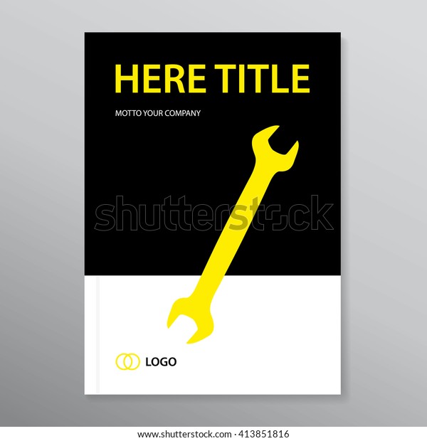 Modern template with icon of open-end wrench.\
Vector brochure / annual report / book cover / offer / price list /\
audit report.  Use for service, repair shop, garage , car-repair\
shop etc. Eps 10.\
