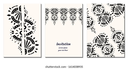 Modern template with ikat ornament for wedding design or greeting card any purpose. 