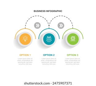 Modern template infographic with 3 step process and icons can be used for workflow, business information, presentation and data visualization 