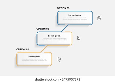 Moderne Vorlage-Infografik mit 3-Stufen-Prozess und Icons kann für Workflow, Geschäftsinformationen, Präsentation und Datenvisualisierung verwendet werden 