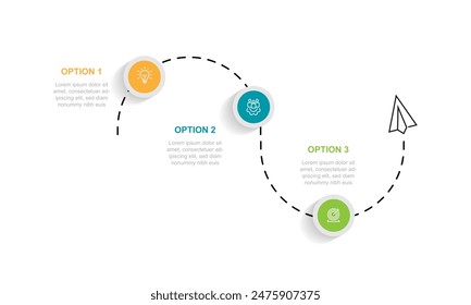 Modern template infographic with 3 step process and icons can be used for workflow, business information, presentation and data visualization 