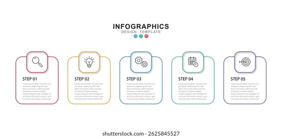 Modern template infographic with 4 step process and icons can be used for workflow, business information, presentation and data visualization
