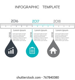 Modern template for infographic circles. Template for graphics, presentation, business, web design, reports. Colorful chart with 3 steps. Three drops with space for text and icons.