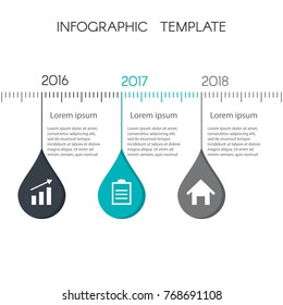 Modern template for infographic circles. Template for graphics, presentation, business, web design, reports. Colorful chart with 3 steps. Three drops with space for text and icons.