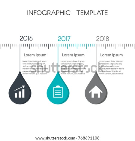 Modern template for infographic circles. Template for graphics, presentation, business, web design, reports. Colorful chart with 3 steps. Three drops with space for text and icons.