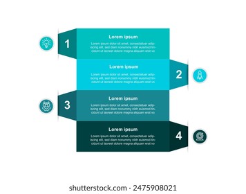 Modern template infographic element with 4 step or option can be used for workflow, business information, presentation, and web graphic design 