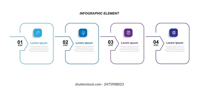 Elemento de infografía de Plantilla moderna con 4 pasos u opción se puede utilizar para el flujo de trabajo, información de negocios, presentación y Diseño gráfico de Web 