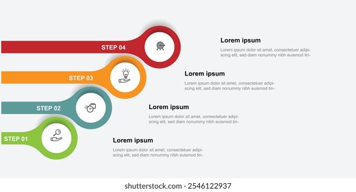 Vector de infografía de Plantilla moderna con proceso u opción de 4 pasos