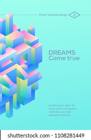 Modern template isometric vector cover. Vector geometric modern concept illustration.3D block art background concept.