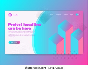 Modern template landing page flat design with cool gradient color, 10eps