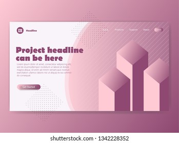 Modern template landing page flat design with cool soft color, 10eps
