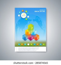 Modern template layout brochure, magazine, flyer, booklet, cover or report in A4 size for your design . Vector Illustration.