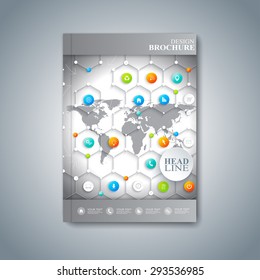 Modern template layout brochure, magazine, flyer, booklet, cover or report in A4 size for your design . Vector Illustration.