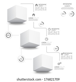 Modern template with  monochromatic volume cube elements 