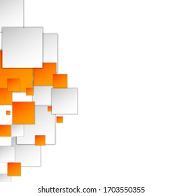 modern template  orange and gray geometric square pattern overlay on white background with space for your text. Vector illustration