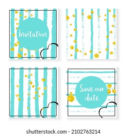 Moderne Vorlage. Premium Print. Türkisfarbene abstrakte Farbe. Golden Girly lädt ein. Weihnachtsgeschenk-Set. Mint stylische Malerei. Krankenpflegearbeit. Moderne Streifenvorlage