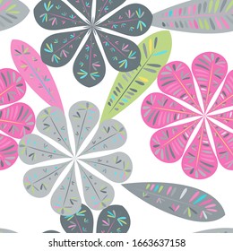 Modern template with seamless floral pattern. Botanical seamless pattern.  Spring decoration. Vector illustration isolated. Abstract vector background. 