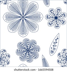 Modern template with seamless floral pattern. Vector seamless floral pattern. Spring decoration. Vector illustration isolated. Abstract vector background. 