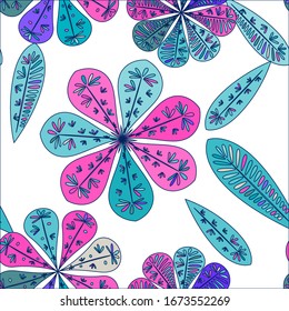 Plantilla moderna con un diseño floral sin fisuras. Vector sin fisuras, de diseño floral. Decoración primaveral. Ilustración vectorial aislada. Fondo del vector abstracto. 