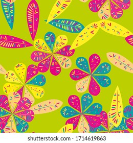 Modern template with seamless floral pattern. Seamless floral wallpaper. Spring decoration. Vector illustration isolated. Abstract vector background. 