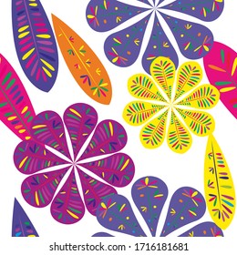 Modern template with seamless floral pattern. Botanical seamless pattern.  Spring decoration. Vector illustration isolated. Abstract vector background. 