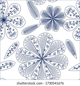 Modern template with seamless floral pattern. Vector seamless floral pattern. Spring decoration. Vector illustration isolated. Abstract vector background. 