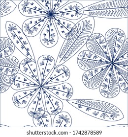 Modern template with seamless floral pattern. Seamless floral wallpaper. Spring decoration. Vector illustration isolated. Abstract vector background. 