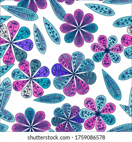 Plantilla moderna con un patrón floral sin fisuras. Papel de paredes florido impecable. Decoración primaveral. Ilustración vectorial aislada. Resumen del fondo vectorial. 