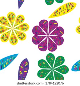 Modern template with seamless floral pattern. Botanical seamless pattern.  Spring decoration. Vector illustration isolated. Abstract vector background. 