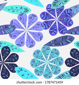 Modern template with seamless floral pattern. Botanical seamless pattern.  Spring decoration. Vector illustration isolated. Abstract vector background. 