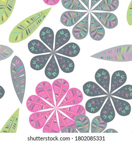Modern template with seamless floral pattern. Vector seamless floral pattern. Spring decoration. Vector illustration isolated. Abstract vector background. 