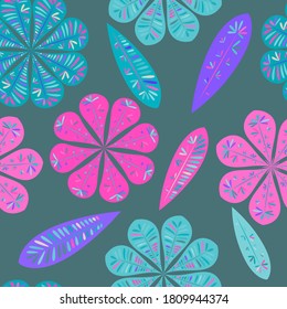 Modern template with seamless floral pattern. Seamless floral wallpaper. Spring decoration. Vector illustration isolated. Abstract vector background. 