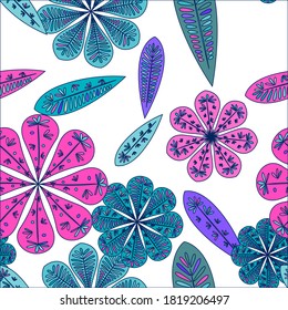 Modern template with seamless floral pattern. Vector seamless floral pattern. Spring decoration. Vector illustration isolated. Abstract vector background. 