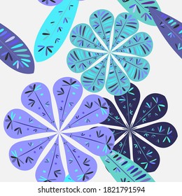 Modern template with seamless floral pattern. Botanical seamless pattern.  Spring decoration. Vector illustration isolated. Abstract vector background. 