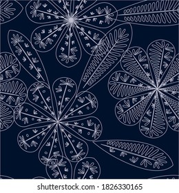Modern template with seamless floral pattern. Botanical seamless pattern.  Spring decoration. Vector illustration isolated. Abstract vector background. 