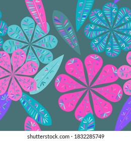 Modern template with seamless floral pattern. Seamless floral wallpaper. Spring decoration. Vector illustration isolated. Abstract vector background. 