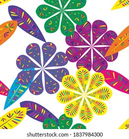 Modern template with seamless floral pattern. Botanical seamless pattern.  Spring decoration. Vector illustration isolated. Abstract vector background. 