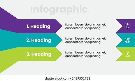 Modern template showcasing three horizontal arrows for timeline