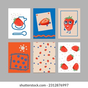 Modern template strawberry vector card background.