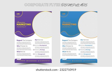 Modern template vector design for business, Annual report, Magazine, Poster, Corporate Presentation, Creative with blue color size A4, Front and back, Easy to use and edit.
