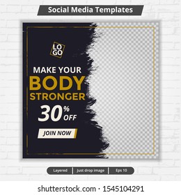 Modern Template Web And Banner Post For Social Media Ad, Design For Fitness And Gym Ads