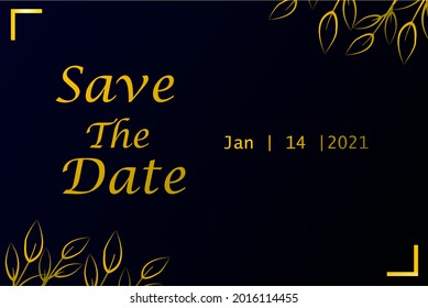 Plantilla moderna Tarjeta de matrimonio, invitación, con color de hoja y dorado Gradiente 