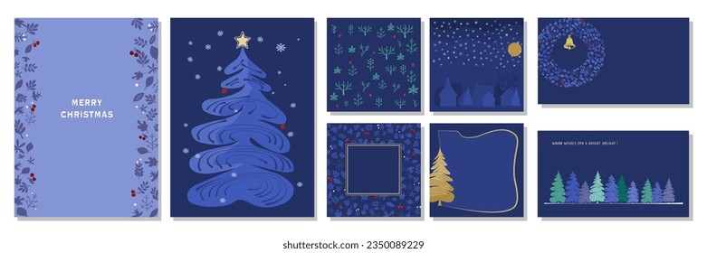 Modern templates. Merry Christmas Corporate Holiday cards and celebrations. Floral frames and backgrounds design.simple art design Vector illustration