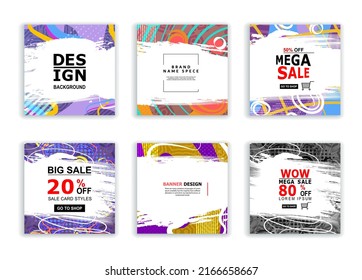  Modern of templates promotion, sale and shop offer. Vector cover with colorful spots, silhouettes of lines . Trendy templates for the design of posters, flyers, brochures, catalog or business cards. 